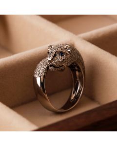 Pre-Owned 18ct White Gold Diamond Set Wraparound Panther Ring