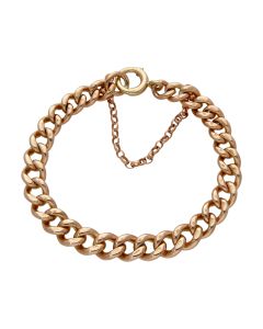 Pre-Owned 9ct Rose Gold 7" Curb Bracelet & Safety Chain