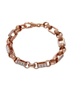 Pre-Owned 9ct Rose Gold 7.5" Cubic Zirconia Set Belcher Bracelet