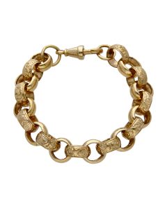 Pre-Owned 9ct Gold 7.5" Patterned & Polished Belcher Bracelet