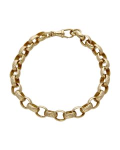 Pre-Owned 9ct Gold 9.25" Pattern & Polished Belcher Bracelet