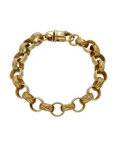Pre-Owned 9ct Gold 8" Patterned & Polished Belcher Bracelet