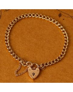 Pre-Owned Vintage 1970 9ct Gold Curb Link Padlock Bracelet