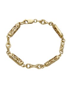 Pre-Owned 9ct Yellow Gold 7.75" Fancy Bar Link Bracelet
