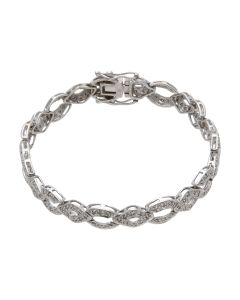 Pre-Owned 9ct White Gold 6.75" Diamond Set Open Link Bracelet