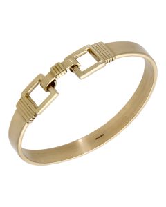 Pre-Owned 9ct Yellow Gold Solid Buckle Style Hookover Bangle