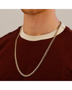 Pre-Owned 9ct Yellow Gold 26" Solid Curb Chain Necklace