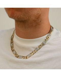 Pre-Owned 9ct Gold 20" Cubic Zirconia Heavy Patterned Curb Chain