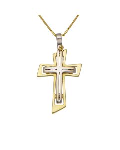 Pre-Owned 18ct Yellow & White Gold Cross & Chain Necklace