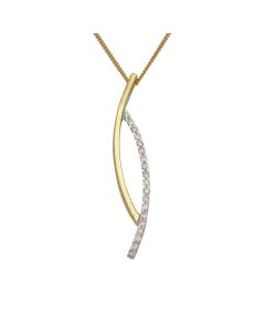 Pre-Owned 18ct Yellow & White Gold Diamond Wave Drop Necklace