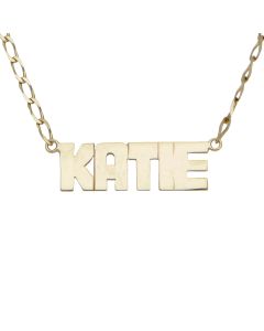 Pre-Owned 9ct Gold 17" Curb Link Katie Name Chain Necklace