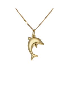 Pre-Owned 9ct Yellow Gold Hollow Dolphin Pendant Necklace