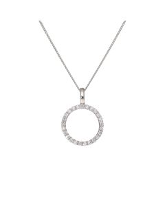 Pre-Owned 9ct White Gold 0.25ct Diamond Circle & Chain Necklace