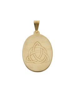Pre-Owned 9ct Yellow Gold Celtic Engraved Oval Pendant