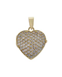 Pre-Owned 9ct Yellow Gold Cubic Zirconia Heart Locket Pendant