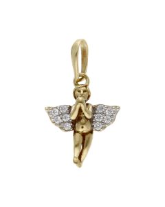 Pre-Owned 9ct Yellow Gold Cubic Zirconia Angel Cherub Pendant