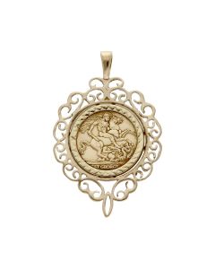 Pre-Owned 9ct Yellow Gold George & Dragon Coin Style Pendant