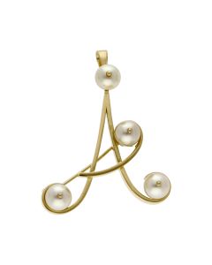 Pre-Owned 18ct Yellow Gold Pearl Set Initial A Pendant Brooch