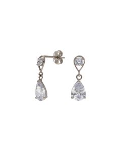 Pre-Owned 9ct White Gold Cubic Zirconia Teardrop Earrings
