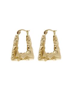 Pre-Owned 9ct Yellow Gold Patterned Handbag Creole Earrings