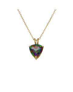 Pre-Owned 9ct Yellow Gold Mystic Topaz Pendant & Chain Necklace