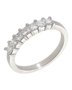New Platinum 0.50ct Princess Cut Diamond Half Eternity Ring