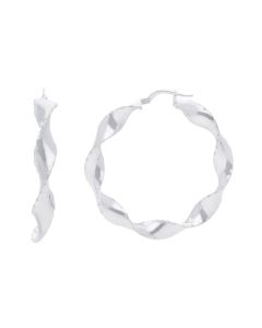 New Sterling Silver Large Twisted Creole Hoop Earrings