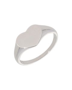 New Sterling Silver Heart Shaped Signet Ring