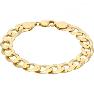 New 9ct Yellow Gold 8.5" Heavy Flat Curb Bracelet 30.8g