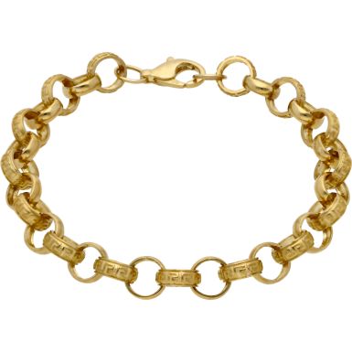New 9ct Yellow Gold 8.5" Greek Key Belcher Bracelet 15.7g