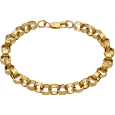 New 9ct Yellow Gold 9" Pattern & Polish Belcher Bracelet 16.1g