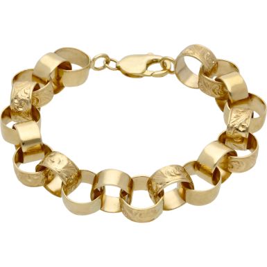 New 9ct Gold 8.5" Pattern & Polish Belcher Bracelet 1.1oz