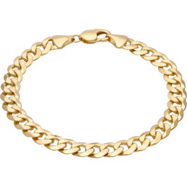 New 9ct Yellow Gold 9.5 Inch Solid Curb Mens Bracelet 27.6g