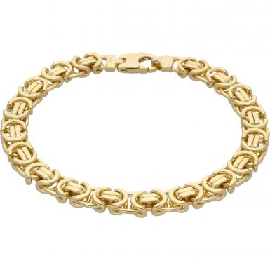 New 9ct Yellow Gold 8.5" Flat Byzantine Link Bracelet 22.4g