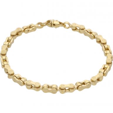 New 9ct Yellow Gold 8 Inch Bike Style Link Bracelet 14.4g