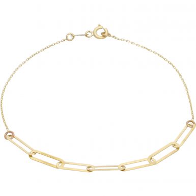 New 9ct Yellow Gold 7.5" Paperclip Link & Chain Link Bracelet