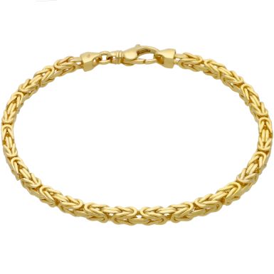 New 9ct Yellow Gold 8.5" Square Solid Byzantine Bracelet