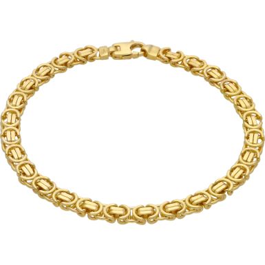 New 9ct Yellow Gold 8.5" Flat Solid Byzantine Bracelet