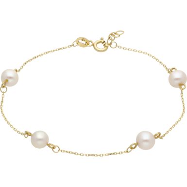 New 9ct Yellow Gold Freshwater Cultured Pearl Satellite Bracelet