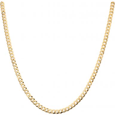 New 9ct Yellow Gold 20 Inch Solid Flat Curb Chain Necklace