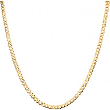 New 9ct Yellow Gold 22 Inch Solid Flat Curb Chain Necklace