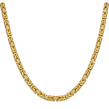 New 9ct Yellow Gold 28" Square Byzantine Chain Necklace 4oz