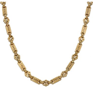 New 9ct Yellow Gold 24" Stars & bars Chain Necklace 2oz