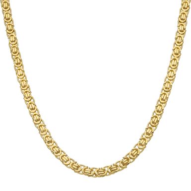 New 9ct Yellow Gold 24" Flat Byzantine Link Chain Necklace 1.2oz