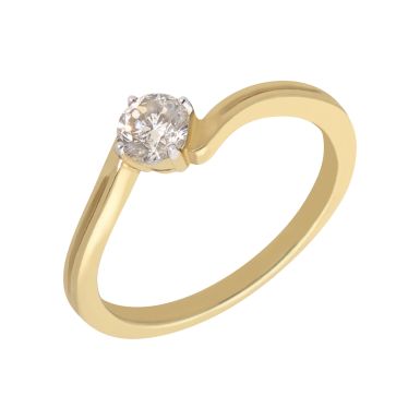 New 9ct Yellow Gold 0.43 Carat Diamond Twist Solitaire Ring