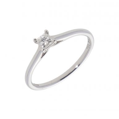 New 18ct White Gold 0.25ct Princess Cut Diamond Solitaire Ring