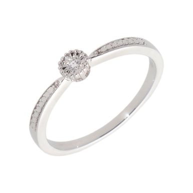 New 9ct White Gold 0.03ct Diamond Solitaire Ring