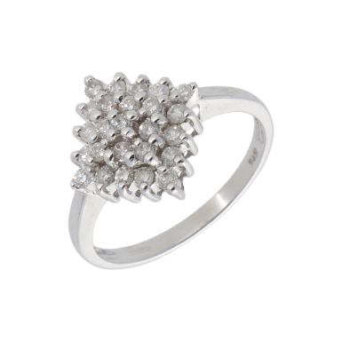 New 9ct White Gold 0.50ct Diamond Cluster Ring