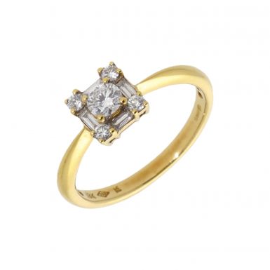 New 18ct Yellow Gold 0.48ct Diamond Square Cluster Ring