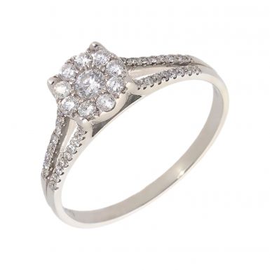 New 18ct White Gold 0.40ct Diamond Cluster Ring